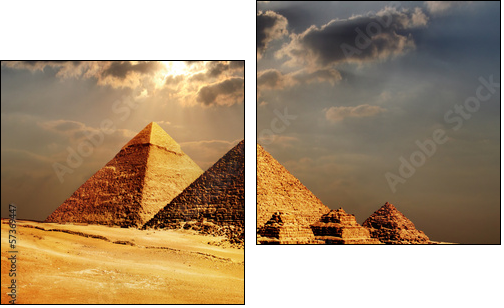 giza pyramids, cairo, egypt  - Obraz dwuczęściowy, Dyptyk