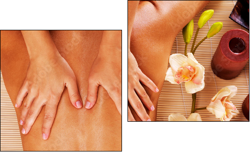 Masseur doing massage on woman back in spa salon  - Obraz dwuczęściowy, Dyptyk