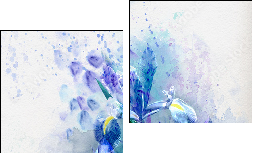 Watercolor iris  - Obraz dwuczęściowy, Dyptyk