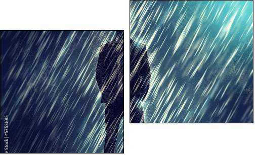 Mysterious Man in the Rain  - Obraz dwuczęściowy, Dyptyk