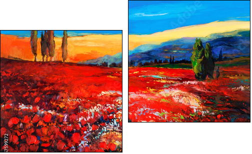 Poppy fields  - Obraz dwuczęściowy, Dyptyk