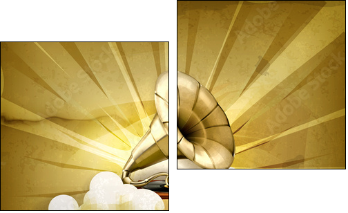 Gramophone, old style background  - Obraz dwuczęściowy, Dyptyk