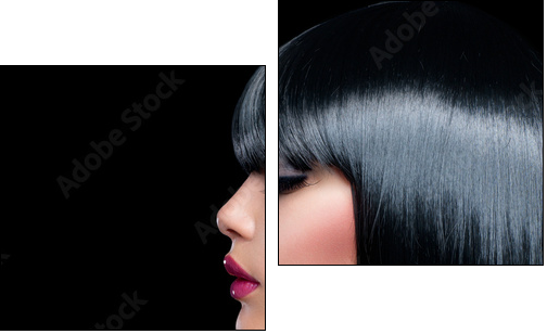 Beautiful Brunette Girl. Beauty Woman with Short Black Hair  - Obraz dwuczęściowy, Dyptyk