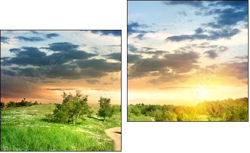 Road in the evening  - Obraz dwuczęściowy, Dyptyk