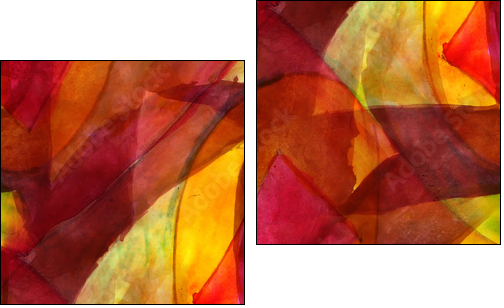 seamless cubism red, yellow abstract art Picasso texture waterco - Obraz dwuczęściowy, Dyptyk