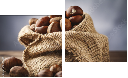 chestnuts in jute  - Obraz dwuczęściowy, Dyptyk