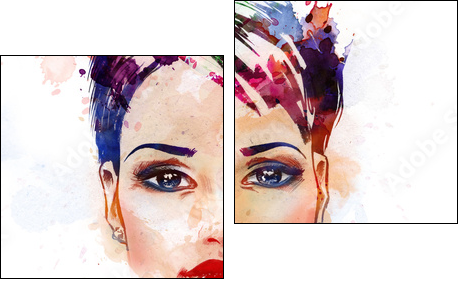 Fashion illustration of the beautiful girl  - Obraz dwuczęściowy, Dyptyk