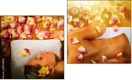 Beautiful woman having massage.  - Obraz dwuczęściowy, Dyptyk