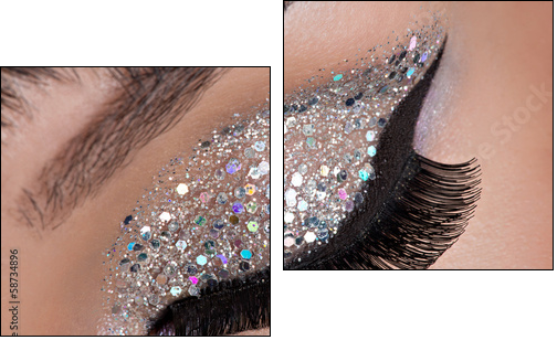 Woman eye with fashion makeup  - Obraz dwuczęściowy, Dyptyk