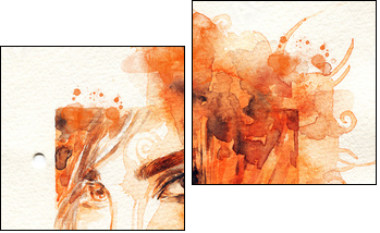 Beautiful woman. watercolor illustration  - Obraz dwuczęściowy, Dyptyk