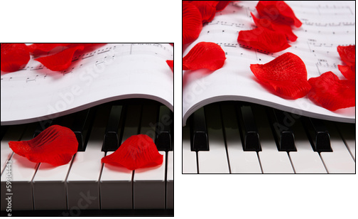 Piano keys and musical book  - Obraz dwuczęściowy, Dyptyk