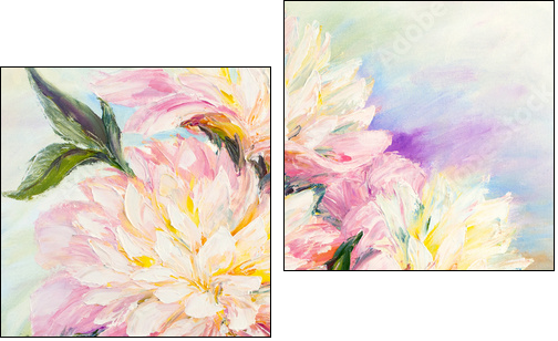 Peonies, oil painting on canvas  - Obraz dwuczęściowy, Dyptyk