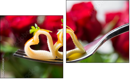 Nudeln mit Tomatensauce  - Obraz dwuczęściowy, Dyptyk