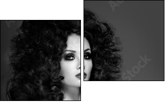 Beautiful woman with fashion hairstyle  - Obraz dwuczęściowy, Dyptyk
