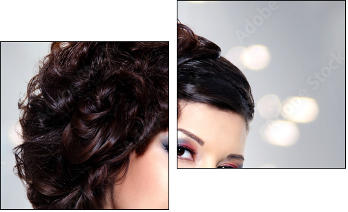 Young beautiful woman with modern hairstyle  - Obraz dwuczęściowy, Dyptyk