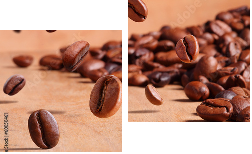 fallende Kaffeebohnen  - Obraz dwuczęściowy, Dyptyk