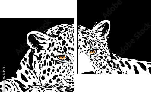 leopard with gold eyes  - Obraz dwuczęściowy, Dyptyk
