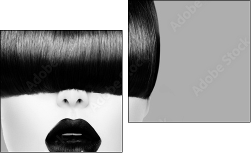 High Fashion Black and White Model Girl Portrait  - Obraz dwuczęściowy, Dyptyk