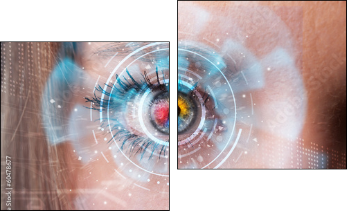 Future woman with cyber technology eye panel concept  - Obraz dwuczęściowy, Dyptyk