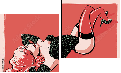 Burlesque Pin-up Character Illustration  - Obraz dwuczęściowy, Dyptyk