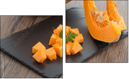 Sliced pumpkin  - Obraz dwuczęściowy, Dyptyk