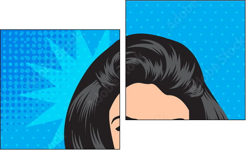 cute retro woman in comics style  - Obraz dwuczęściowy, Dyptyk