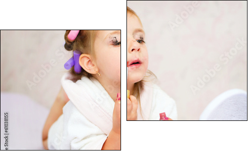 kid painting lips  - Obraz dwuczęściowy, Dyptyk