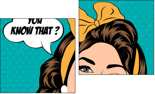 cute retro woman in comics style  - Obraz dwuczęściowy, Dyptyk
