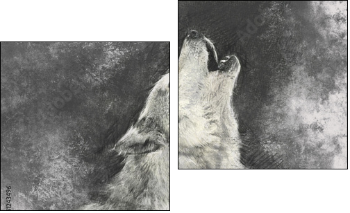 Tańczący z wilkami, wyjący do księżyca  - Obraz dwuczęściowy, Dyptyk