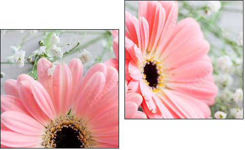 Gerbera mit Herzen  - Obraz dwuczęściowy, Dyptyk