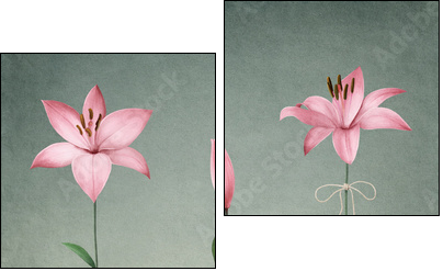 Three pink lily  - Obraz dwuczęściowy, Dyptyk