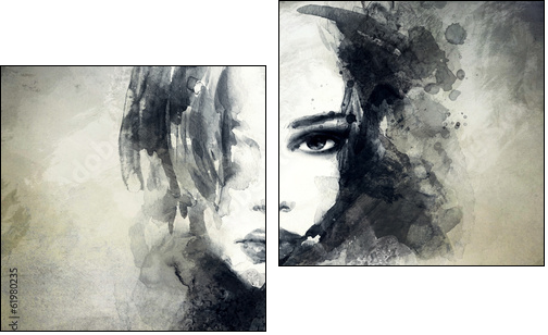 abstract  woman portrait  - Obraz dwuczęściowy, Dyptyk