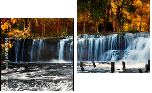 Tropical rainforest landscape with Kulen waterfall in Cambodia  - Obraz dwuczęściowy, Dyptyk