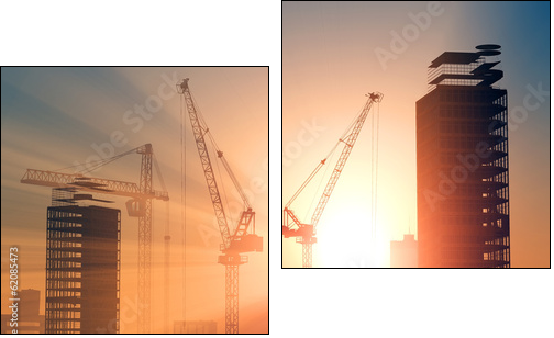 Construction crane  - Obraz dwuczęściowy, Dyptyk