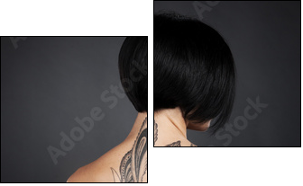 beautiful young lady with back tattoo.  - Obraz dwuczęściowy, Dyptyk