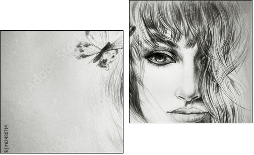 woman portrait  - Obraz dwuczęściowy, Dyptyk