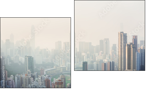 Air pollution hangs over Hong Kong Island  - Obraz dwuczęściowy, Dyptyk