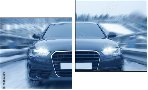 car on many-tier parking in the winter  - Obraz dwuczęściowy, Dyptyk