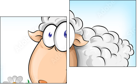 sheep cartoon on  background  - Obraz dwuczęściowy, Dyptyk