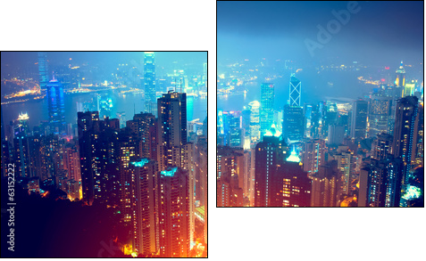 Hong Kong Night View  - Obraz dwuczęściowy, Dyptyk