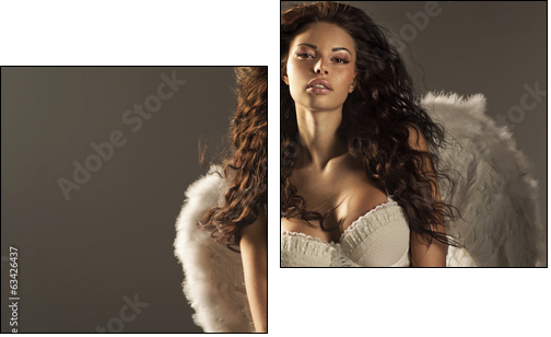 Woman angel with sexy big lips  - Obraz dwuczęściowy, Dyptyk