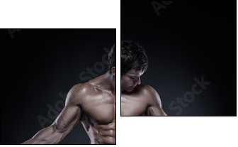 Strong Athletic Man Fitness Model Torso showing big muscles  - Obraz dwuczęściowy, Dyptyk