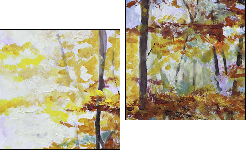 Autumn in the forest  - Obraz dwuczęściowy, Dyptyk