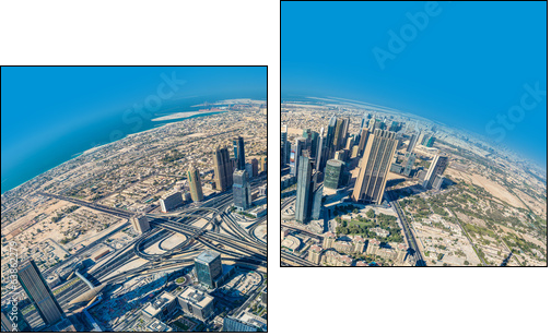 Dubai downtown. East, United Arab Emirates architecture. Aerial  - Obraz dwuczęściowy, Dyptyk