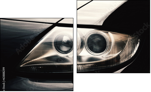 Closeup headlights of car.  - Obraz dwuczęściowy, Dyptyk