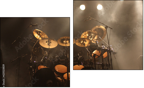 Set of drums on stage  - Obraz dwuczęściowy, Dyptyk