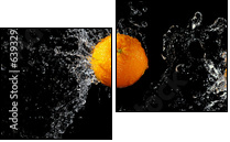 Set of fresh oranges in water splash  - Obraz dwuczęściowy, Dyptyk