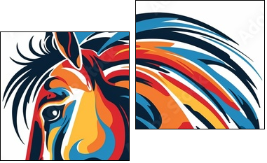 Abstract horse illustration. - Obraz dwuczęściowy, Dyptyk