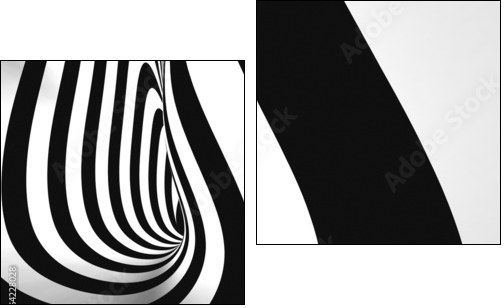 Black and White Stripes Projection on Torus.  - Obraz dwuczęściowy, Dyptyk