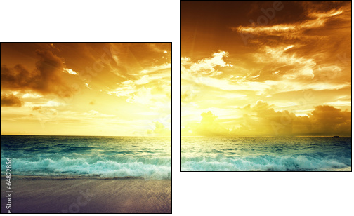 sunset on Seychelles beach  - Obraz dwuczęściowy, Dyptyk